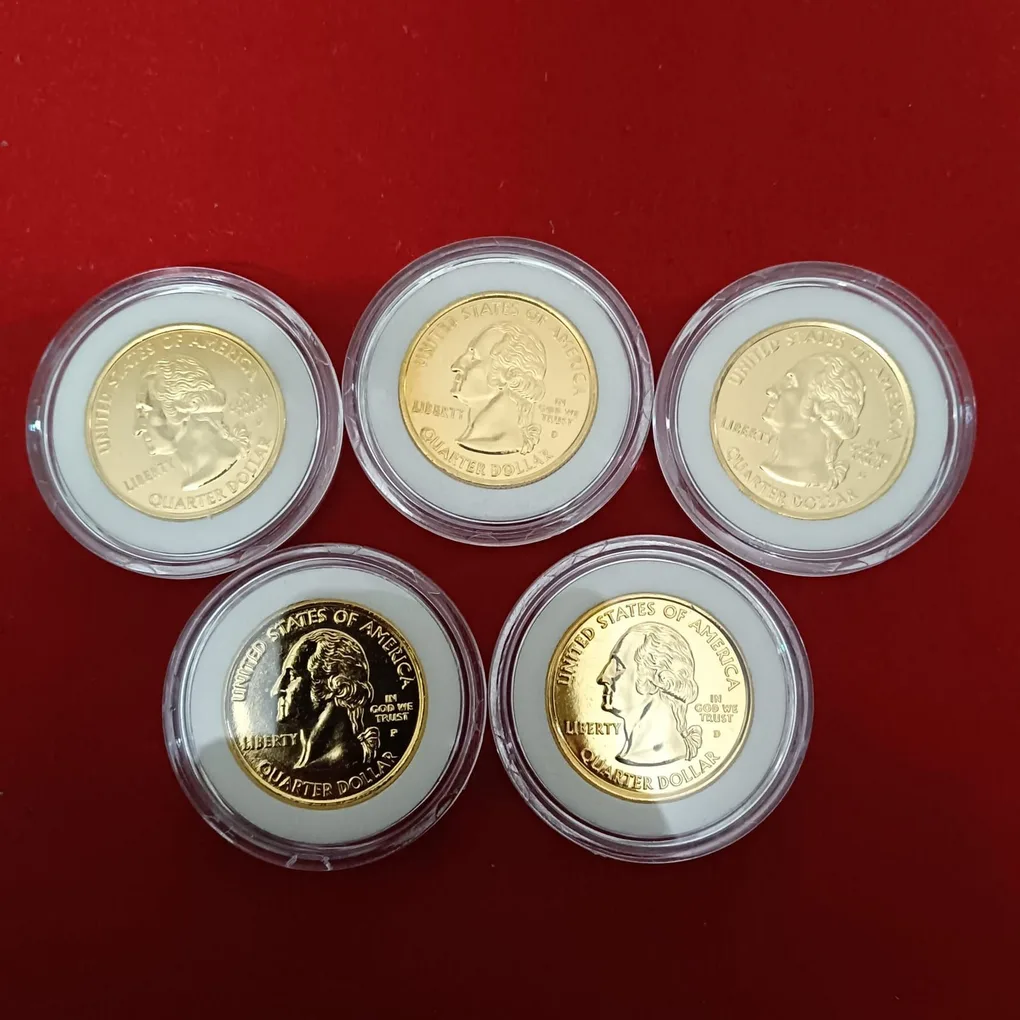 Extremely Rare State Quarter Dollars United States of America Uncirculated Proof Coins Authenticity Certificate Morgan Mint By USA 24 Kt Gold Plated Issue Coin 2001 Year The Morgan Mint