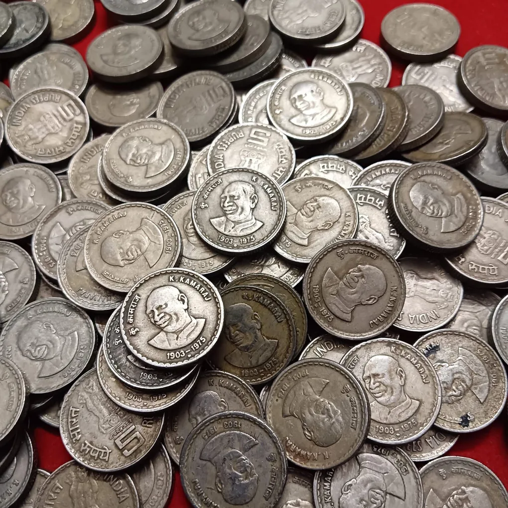 Five Rs Scare Coin K . Kamaraj 1903-1975 100 Pcs Given Hyderabad Mint Republic of India