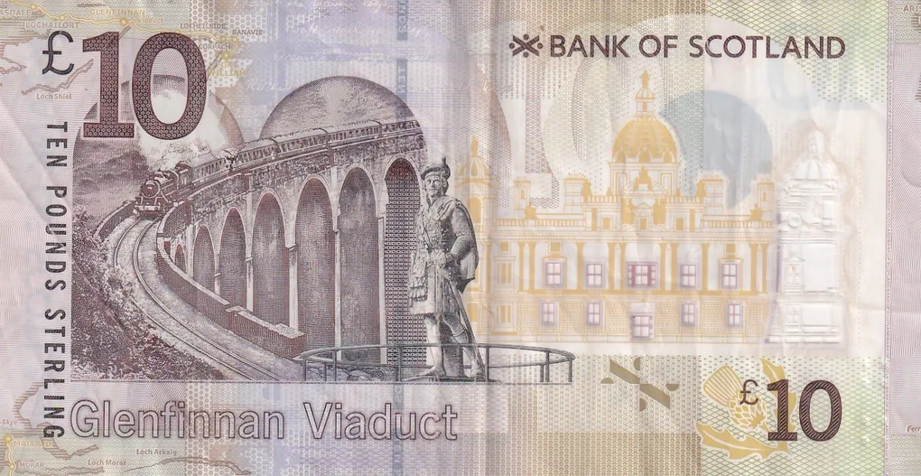 Scotland 10 Pounds (Bank of Scotland) Rare Note #B2