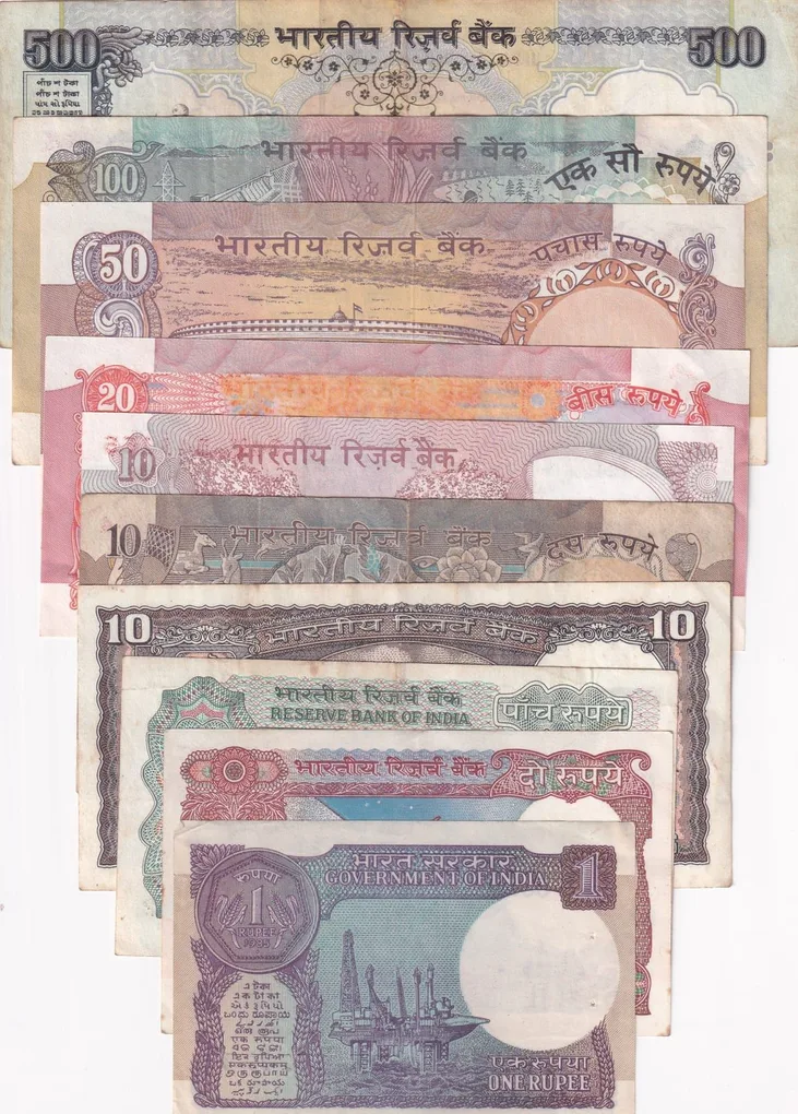 India 9 Different Notes Rare ( 9 Note Set)