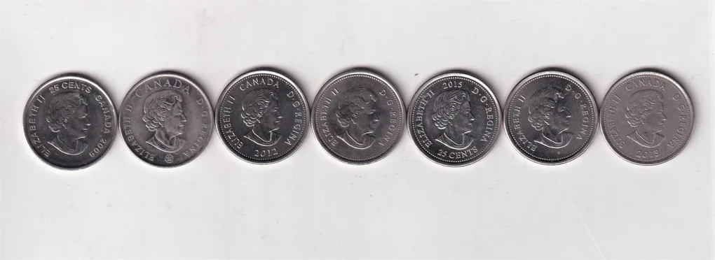 Canada 7 Different (25 Cents) Rare Commemorative Coloured Coin Set#AA-1