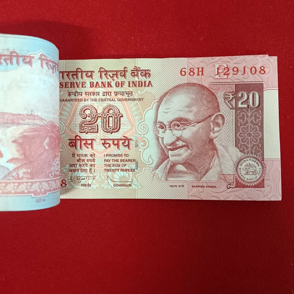 Extremely Rare Twenty Rs Old Red Issue Full Mule Bundle Governor D.Subaraw Double No 129129 Year 2014 129101