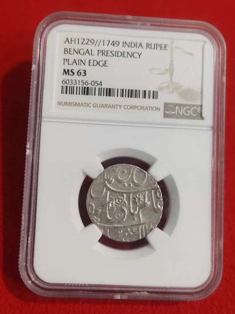 India Rupee Bengal Presidency NGC Graded UNC Condition MS 63