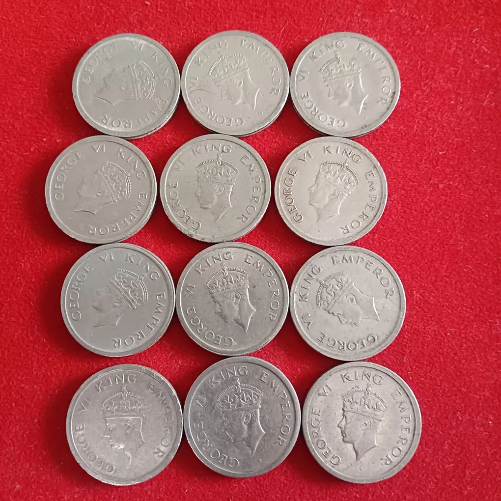 George VI One Rupee India 1947 Year Bombay Mint 12 Pcs Given British of India