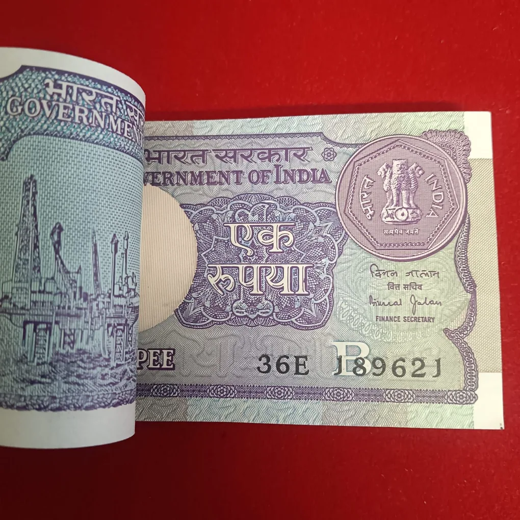 One Rs Old Small Coin Full Bundle Finance Minister Bimal Jalan Unc Condition 1990 Year 189601