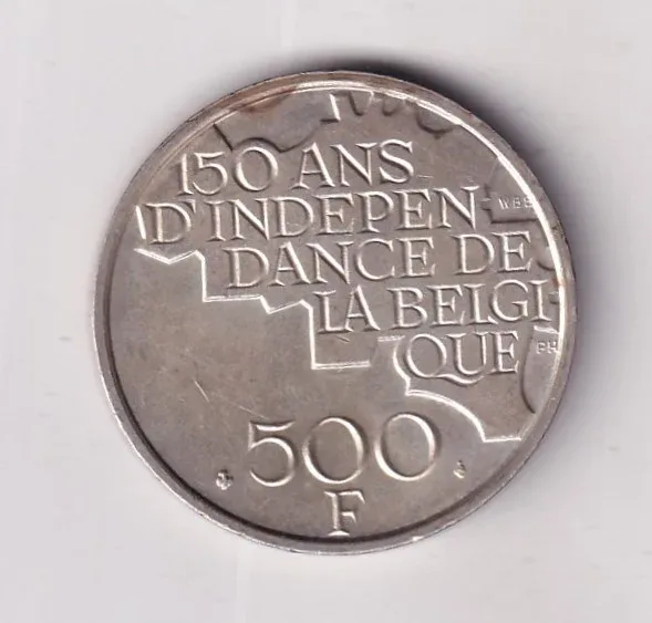 Belgium 500 Francs 1980 silver Commemorative issue 150th Anniversary of Independence Rare Coin