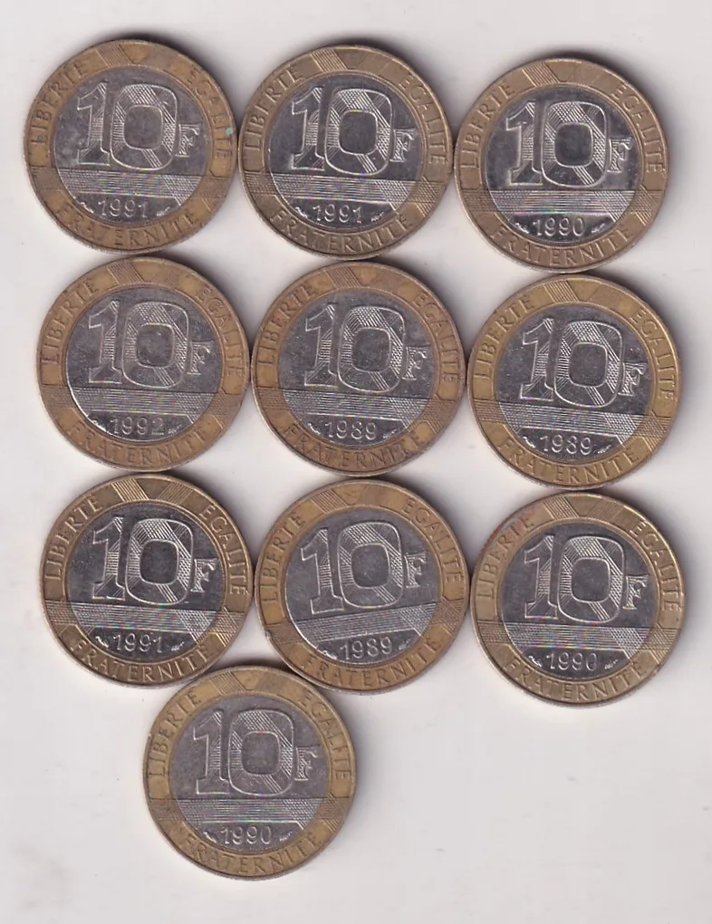 Francs 10 Franc Rare Bimetallic Coin ( 10 PCS LOTT) #AA- 31