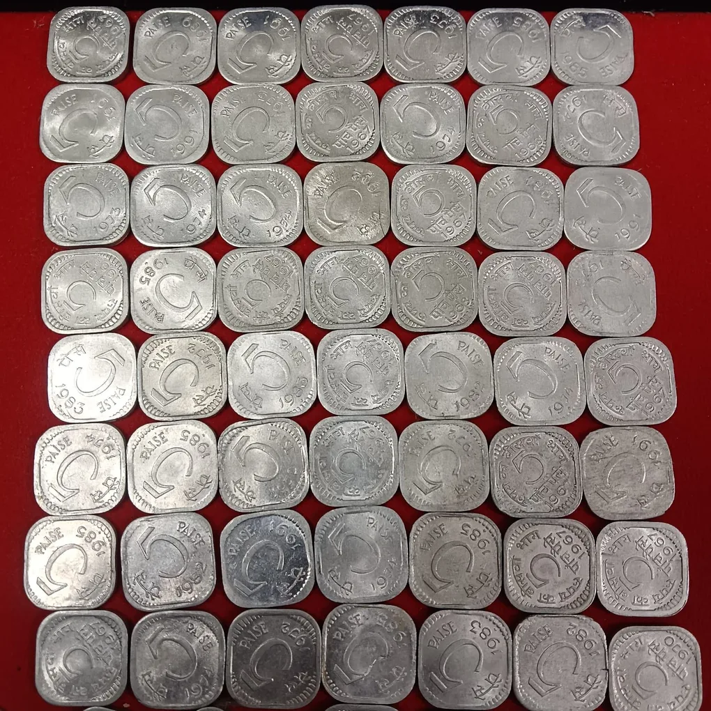 5 Paise 10 Paise Aluminium Coins Gem Bunc Condition 50 Pcs Given
