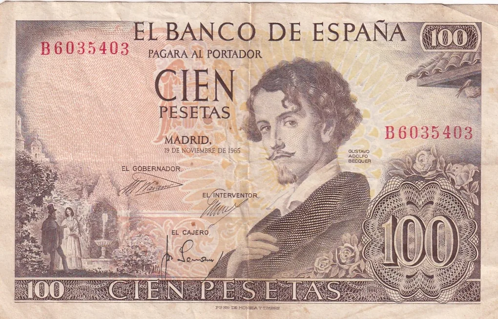 Spain 100 Pesetas Rare Note #B2