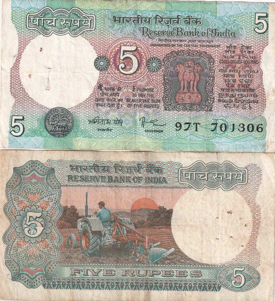 5 Rupees Governor Amitav Ghosh Rare Note