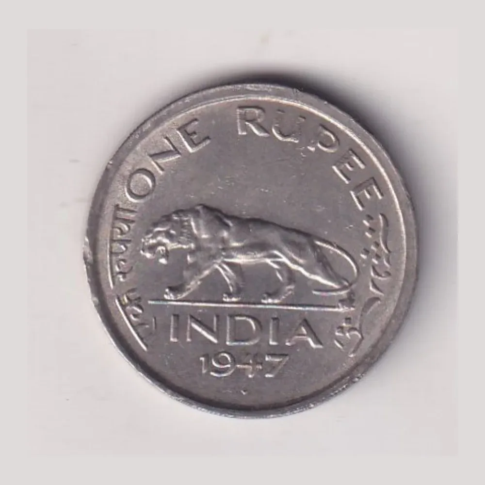 India - British 1 Rupee 1947 - George VI Rare Coin