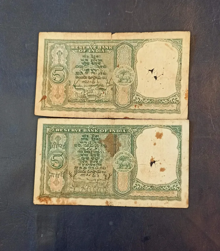 Reserve Bank of India Denominaton 5₹ Same and similar note available
