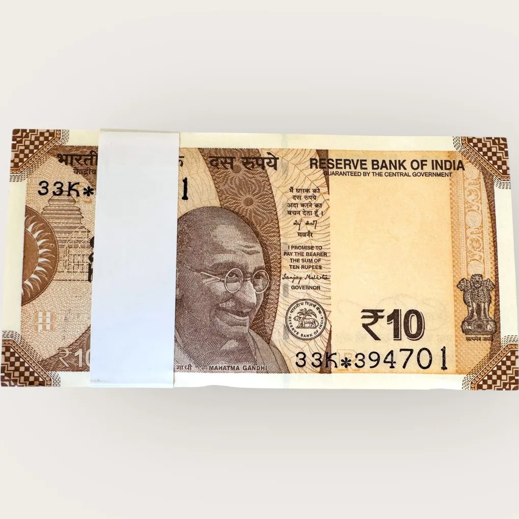 Rs 10 Star Replacement Serial Bundle Ending 786 Gem UNC Prefix 33K Inset R Unique and Rare Issue Year 2025