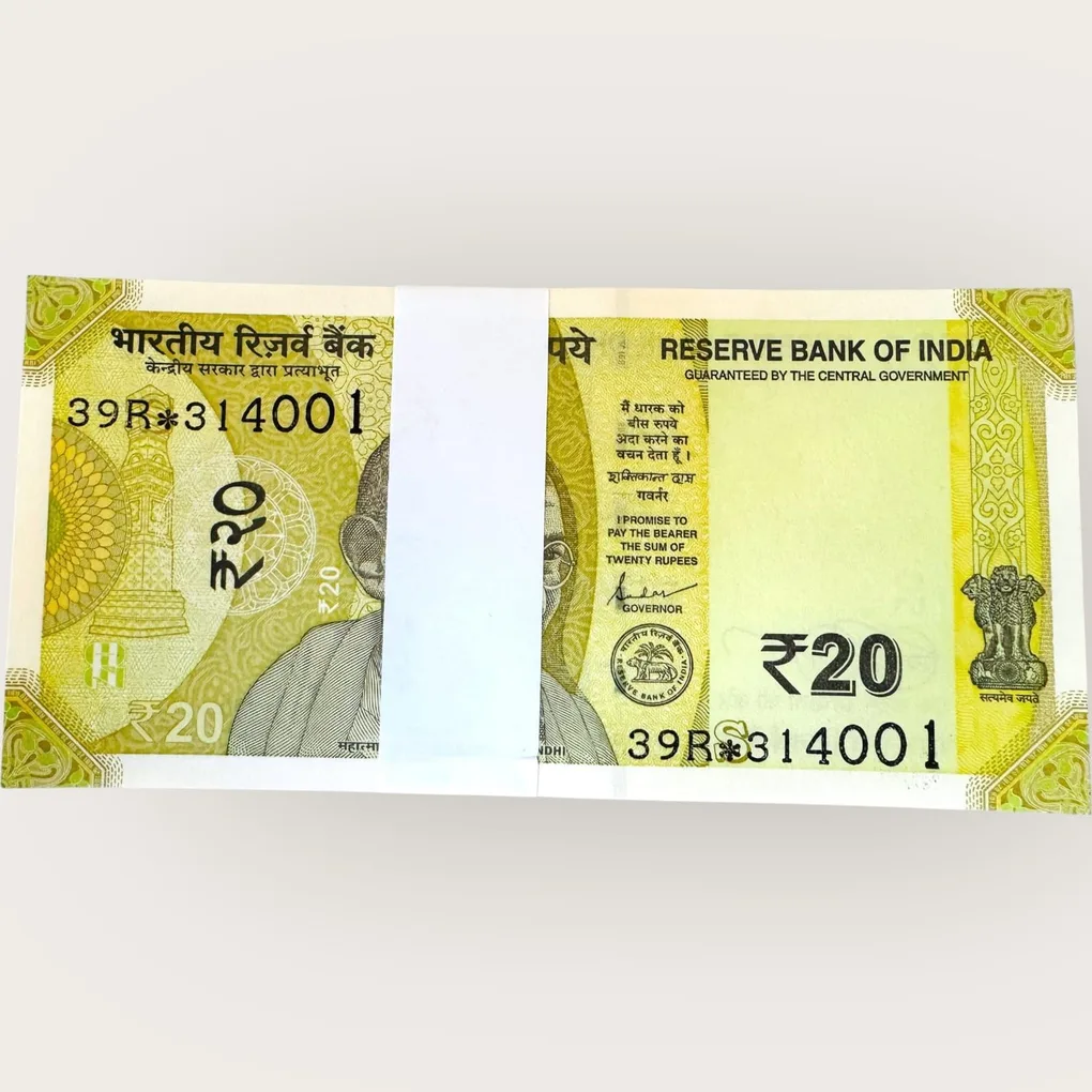 Rs 20 Star Replacement Serial Bundle Gem UNC Prefix 39R Inset S Unique and Rare Issue Year 2024