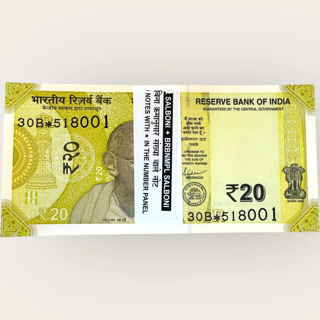 Rs 20 Star Replacement Serial Bundle Gem UNC Prefix 30B Inset R Unique and Rare Issue Year 2019