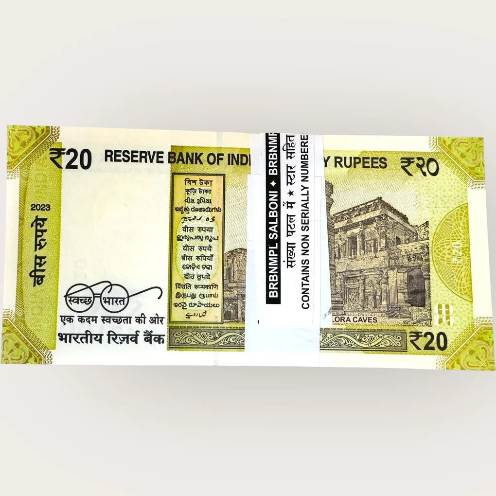 Rs 20 Star Replacement Serial Bundle Gem UNC Prefix 99K Inset S Unique and Rare Issue Year 2023