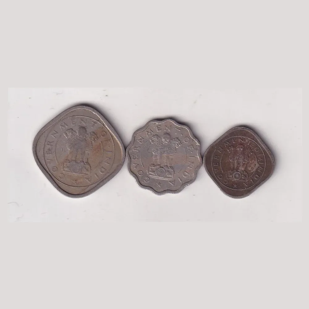 INDIA 1950 BULL (TWO ANNA, ONE ANNA, HALF ANNA) RARE 3 COIN SET