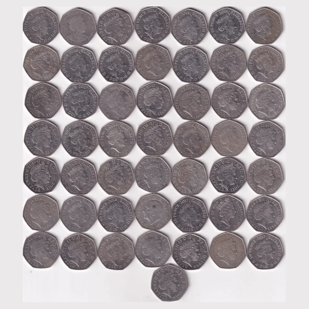 United Kingdom 50 Pence All Different Commemorative Rare (50 Coin Set) #AA-12