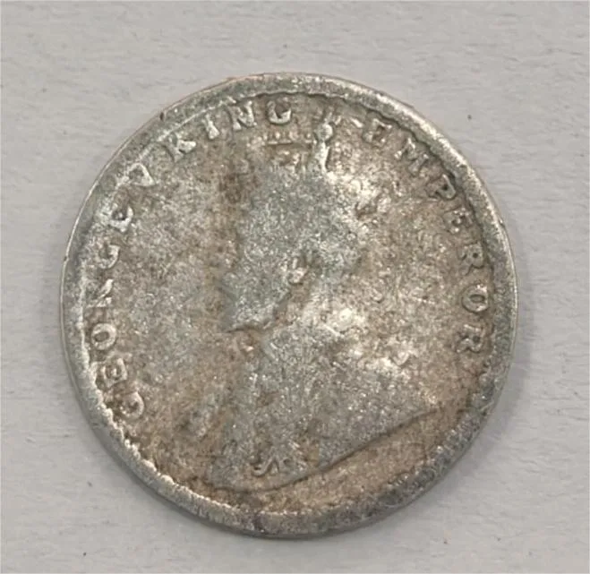 British India 2 Annas 1912 George V Rare Silver Coin #AA-51