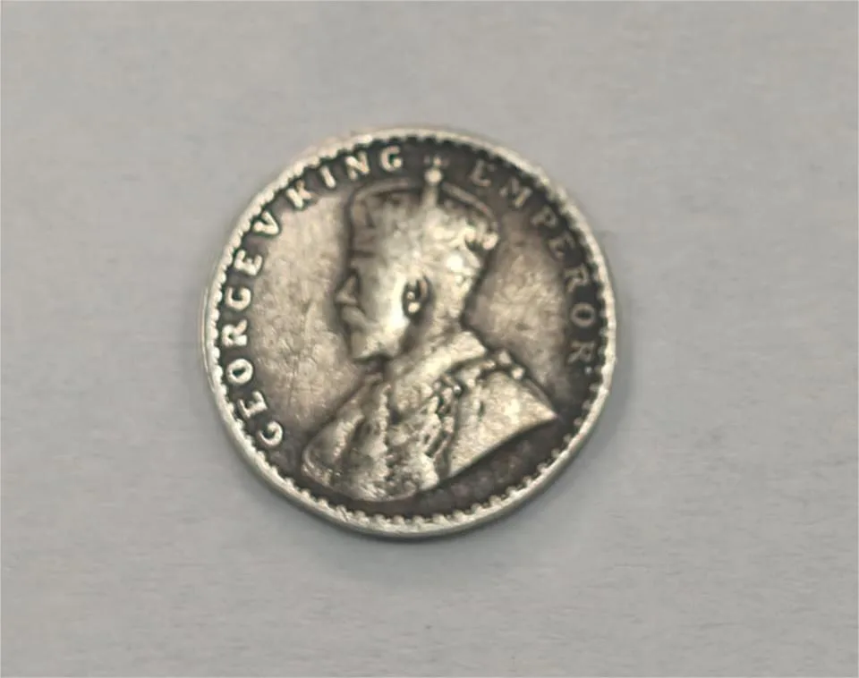 British India 2 Annas 1917 George V Rare Silver Coin #AA-50