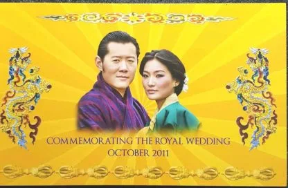 2011 Bhutan Royal Wedding Commemorative 100 Ngultrum With Folder “Commemorative issue – Royal Wedding October 2011” ~ Uncirculated