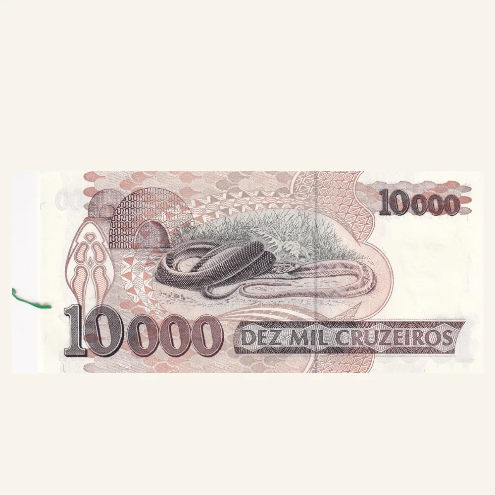 Brazil 10 000 Cruzeiros (3rd edition) Rare UNC Note#Q