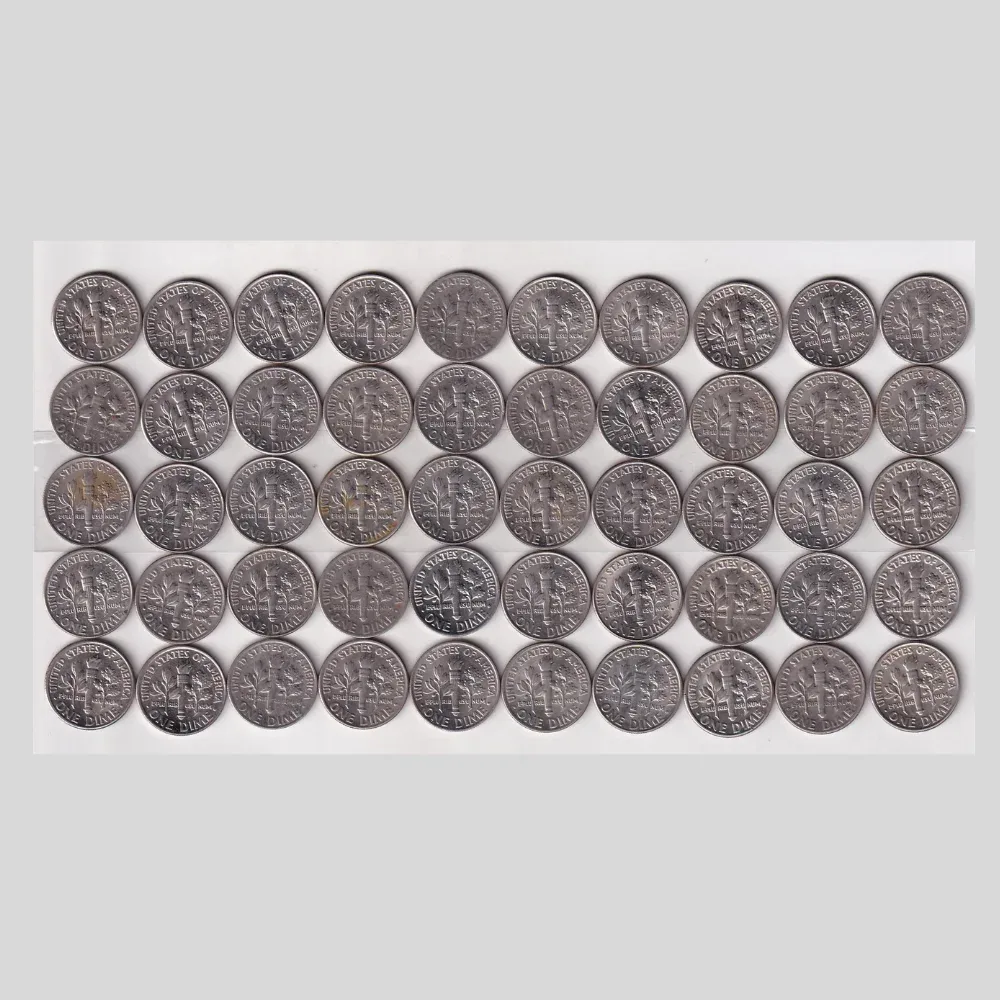United States 1 Dime ("Roosevelt Dime") Mix Dates (50 Pcs Lott) Rare Coin