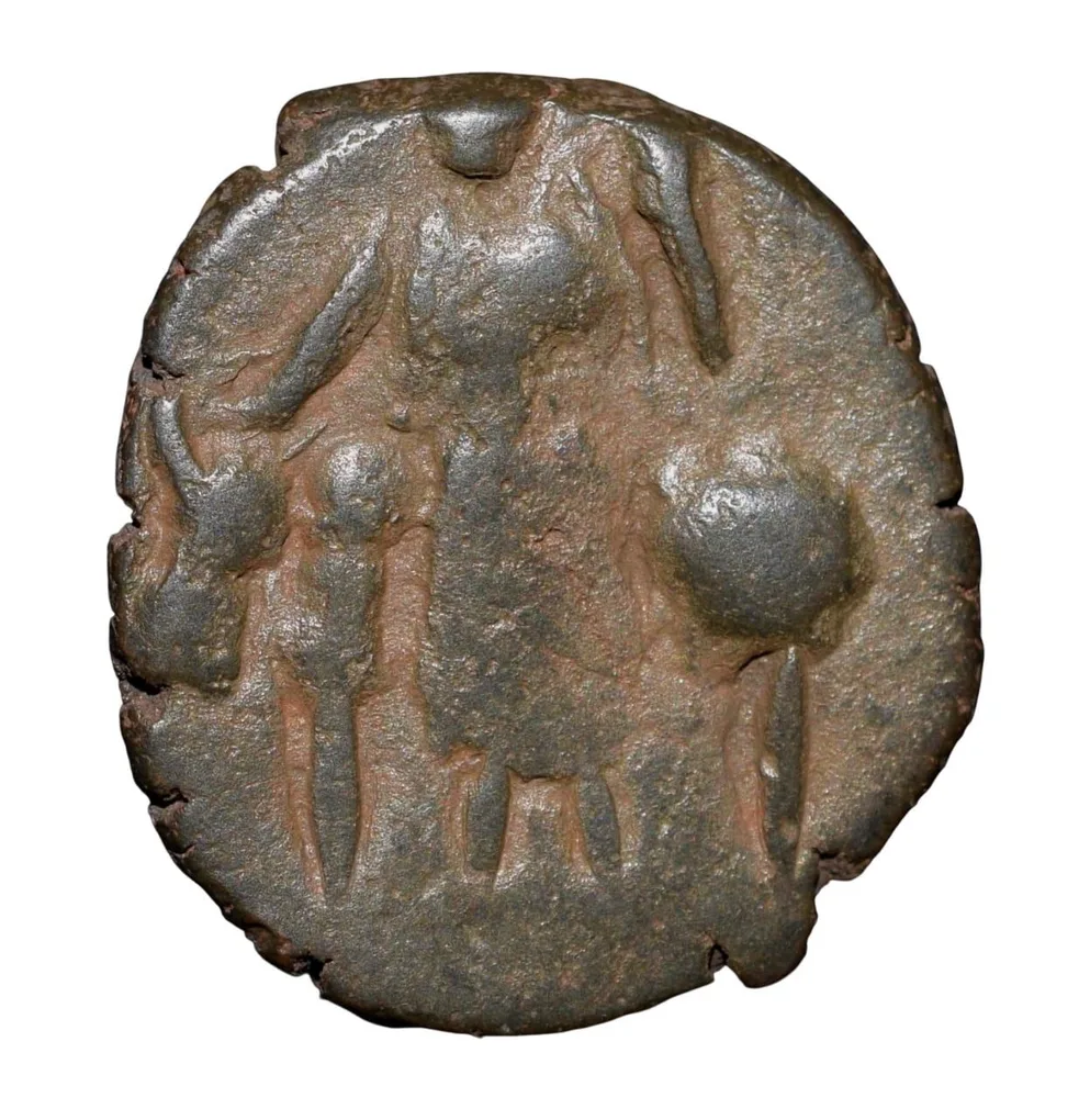 Copper coin of Vasudev(AD 190-230) of Kushan Dynasty Shiv & Nandi Type Beautiful Grade