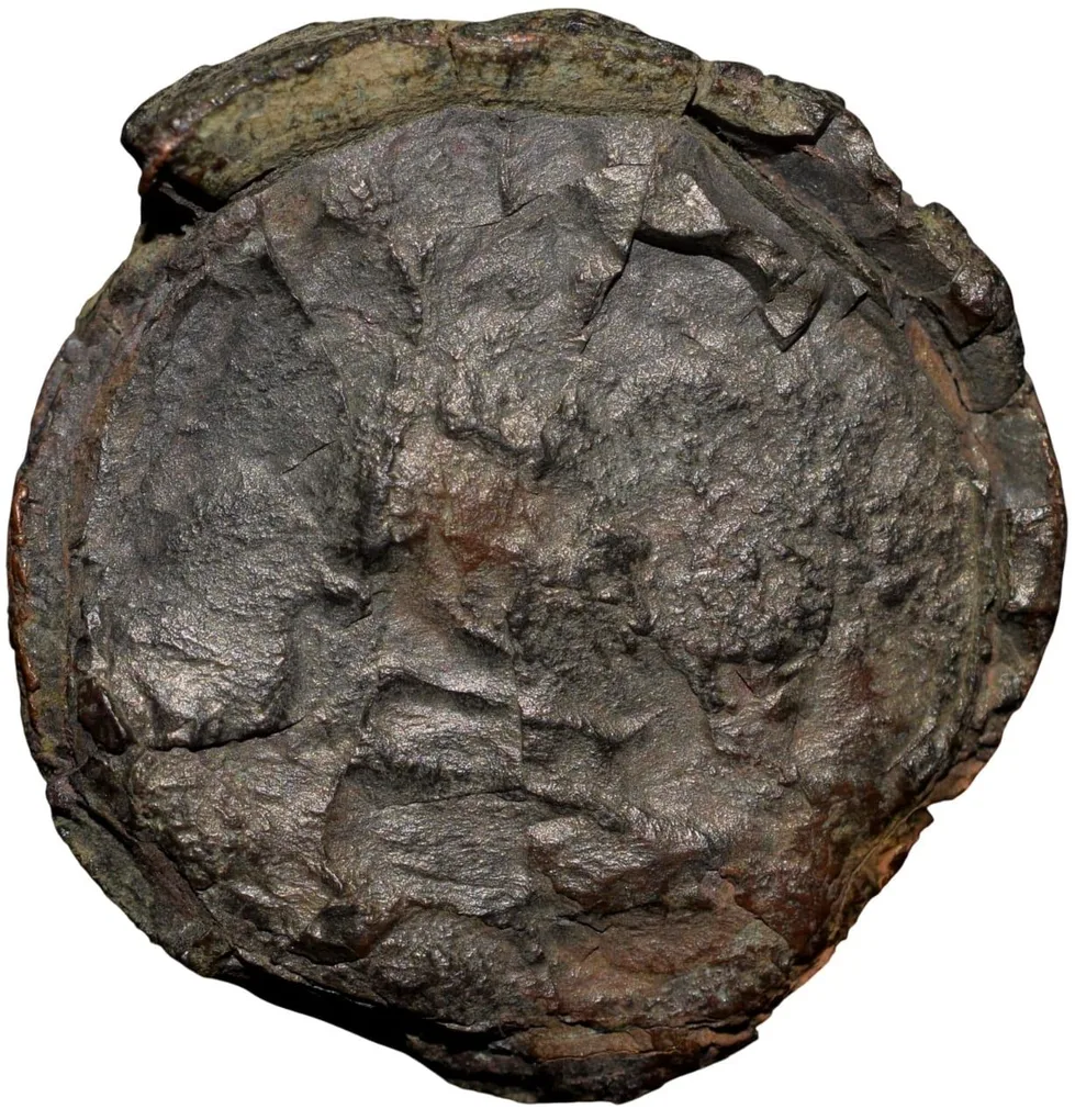 Copper-Alloy Coin of Vishnukundin Dynasty (AD 450-615)Bull & Counch Type