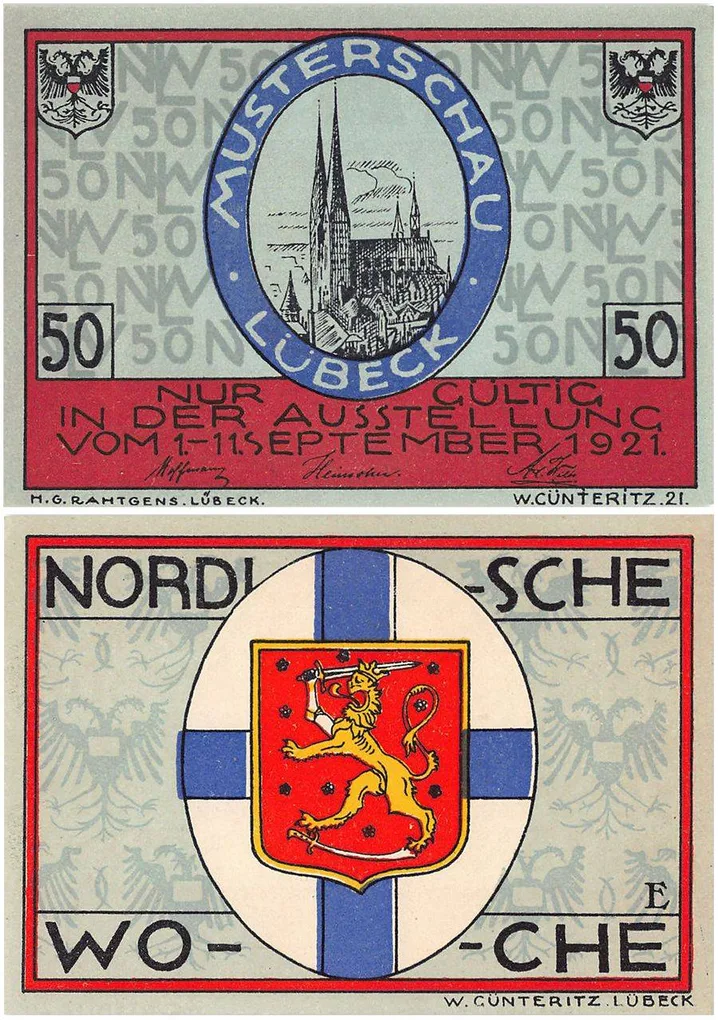 Germany Luebeck 50 Pfennig Notgeld Set 1921 UNC Unique and Rare