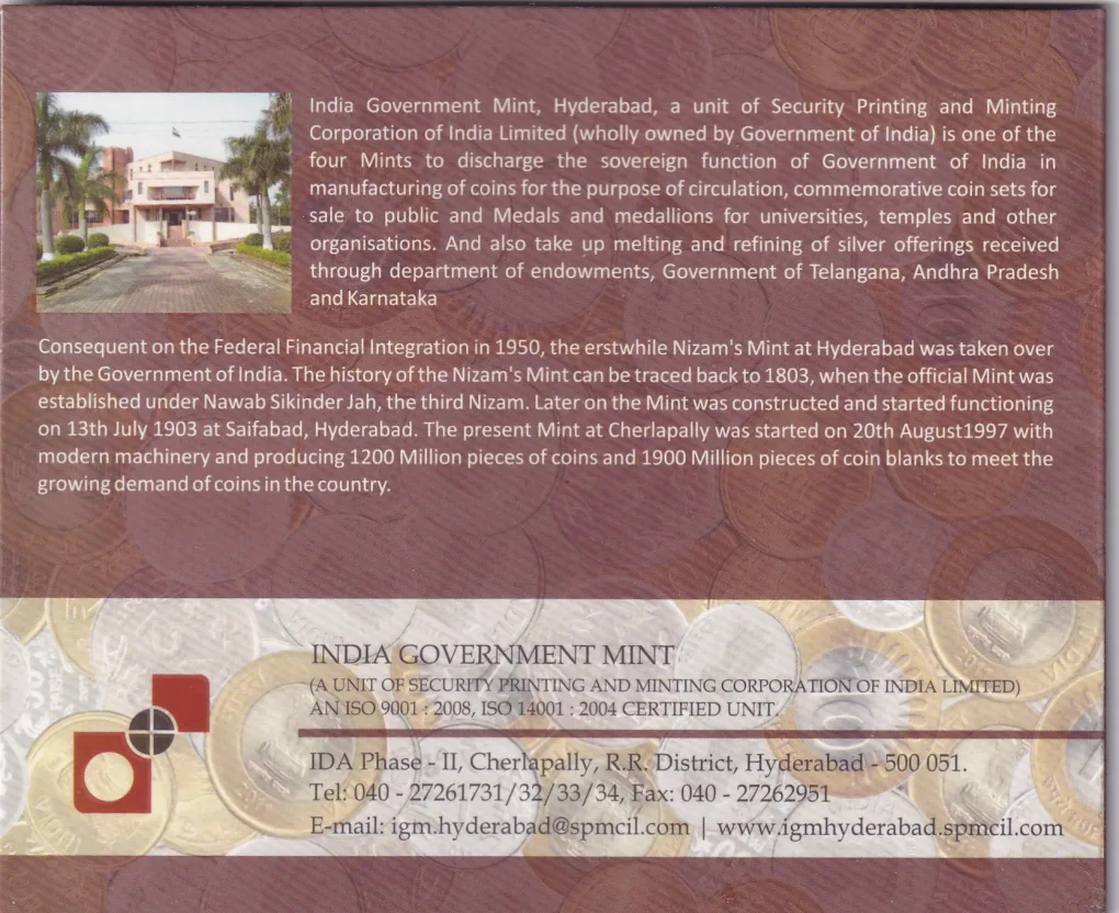 Acharya Tulsi Birth Centenary 1914-2013 Rare commemorative Hyderabad Mint UNC Coin Set