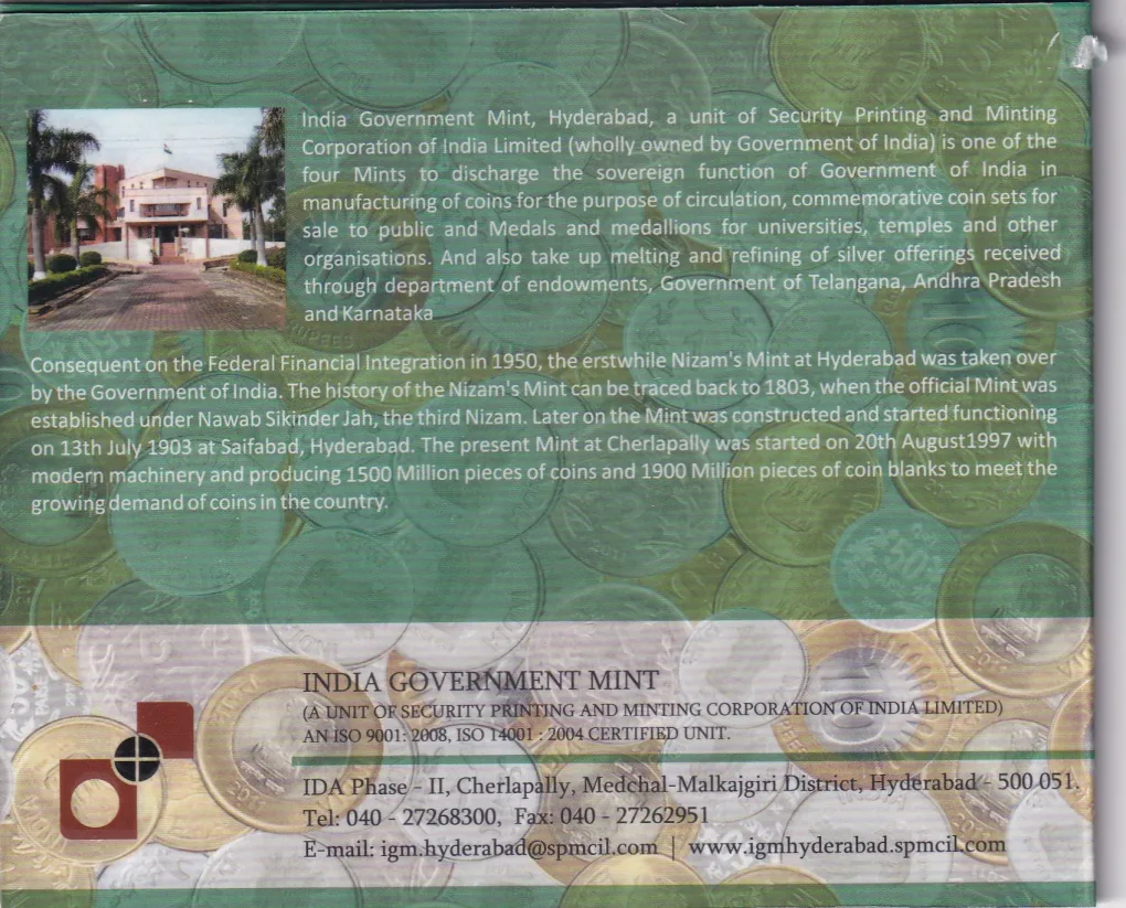 University of Mysore Centenary Celebrations 1916-2016 Rare commemorative Hyderabad Mint UNC Coin Set