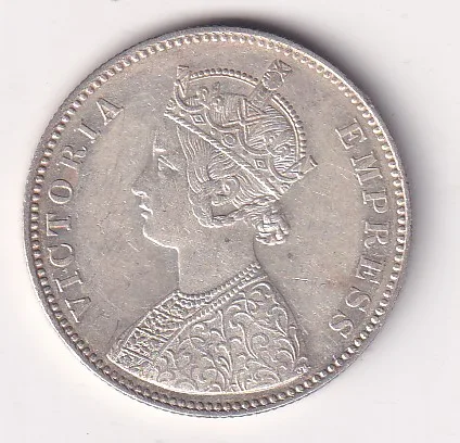 1885 Rare Date One Rupees Victoria British India Silver UNC Extremely Rare Coin #35