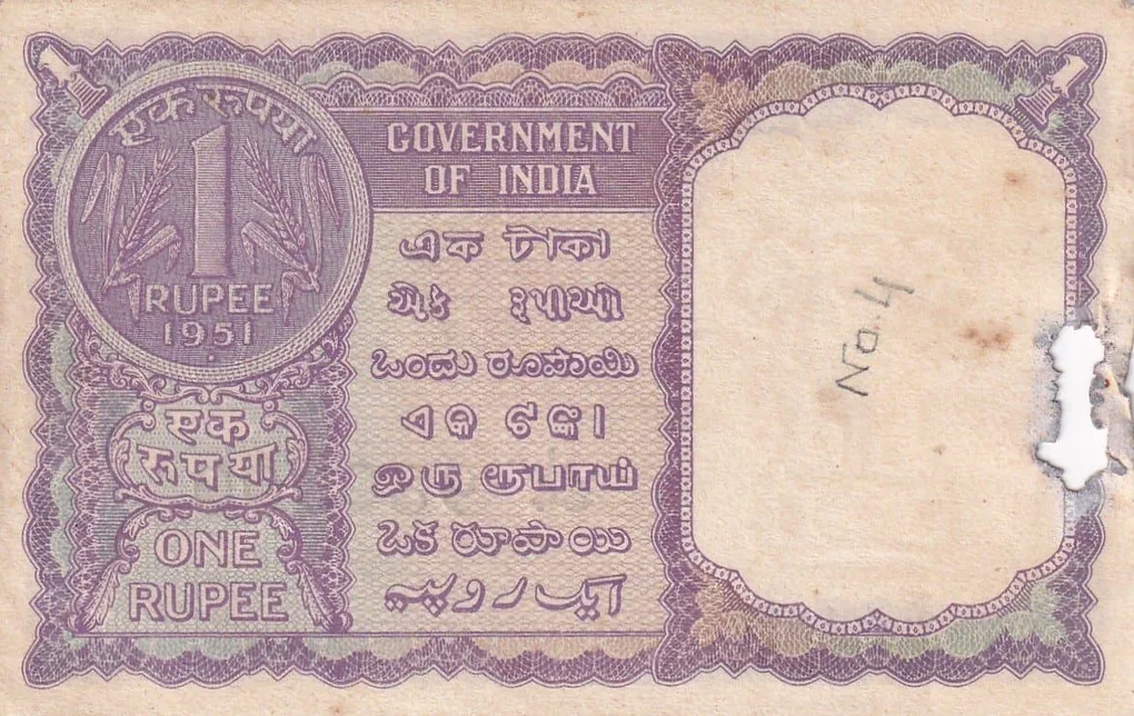 1 Rupees 1951 Governor K.G. Ambegaonkar Rare UNC Note