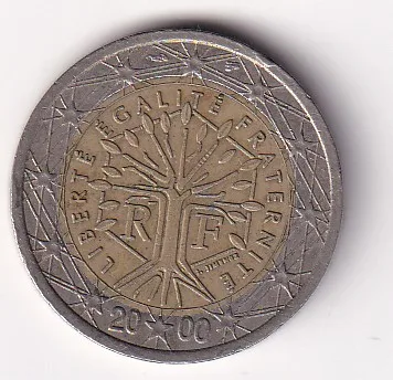 France 2 Euros (1st map) Bimetallic Coin#AA-98