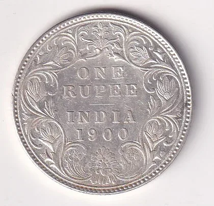 BITISH - INDIA 1 RUPEES 1900 - VICTORIA RARE SILVER HIGH GRADE UNC COIN