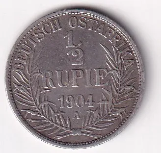 German East ½ Rupie 1904 - Wilhelm II Rare Coin
