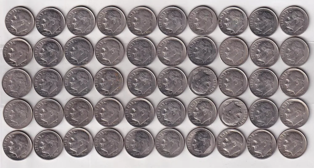 United States 1 Dime ("Roosevelt Dime") mix Dates (50 Pcs Lott) Rare Coin