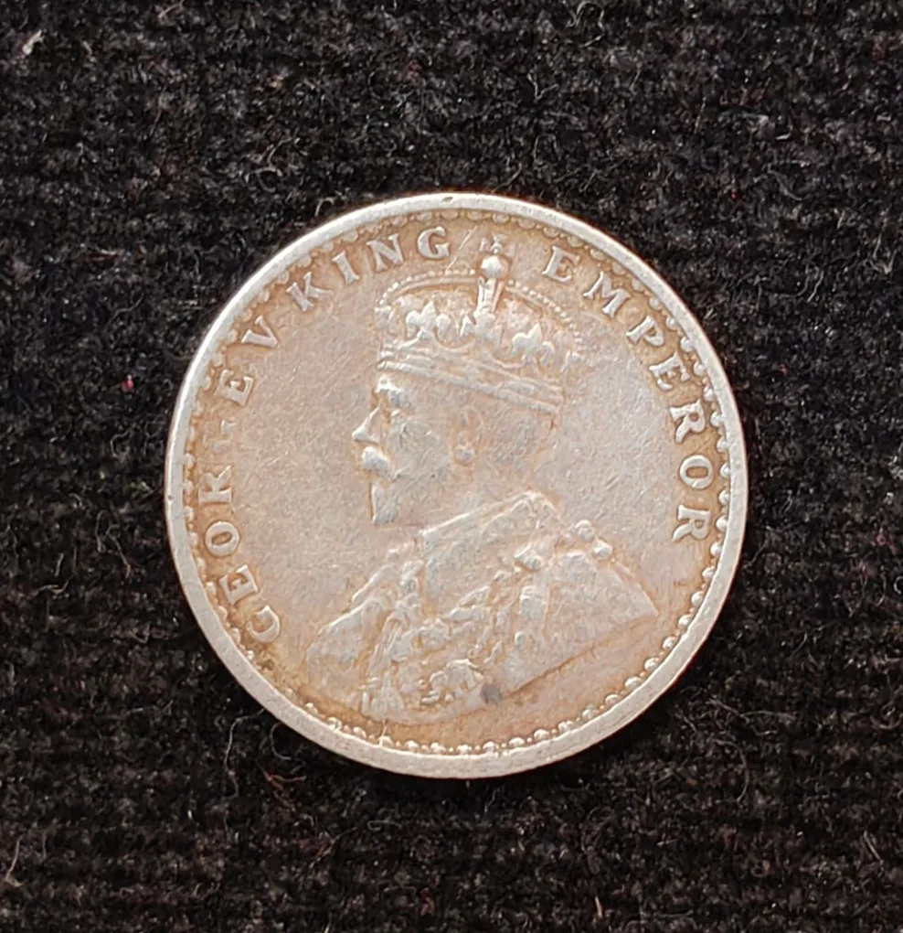 British-India 2 Annas 1917 (George V) Rare Silver Coin#AA-128
