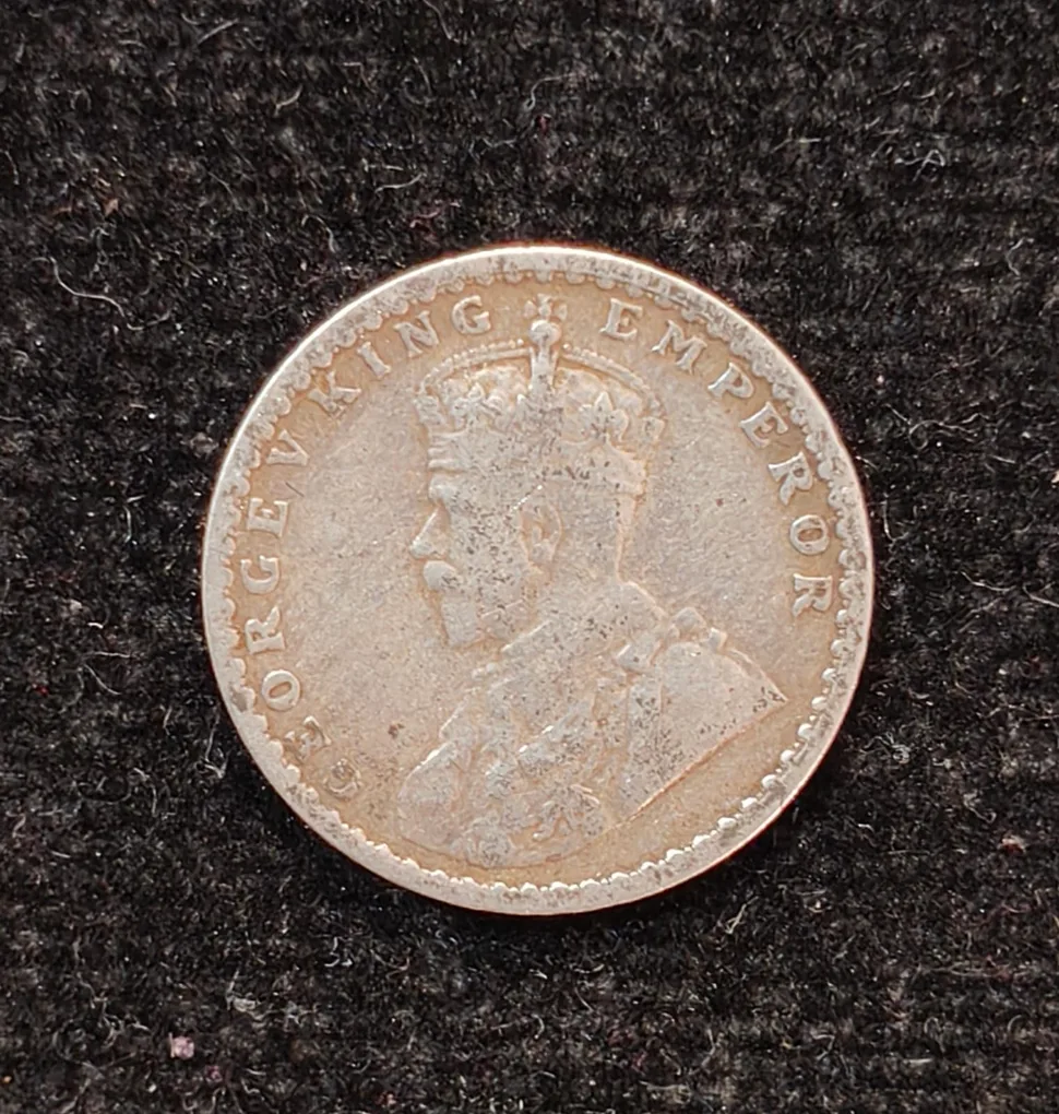 British-India 2 Annas 1917 (George V) Rare Silver Coin#AA-129