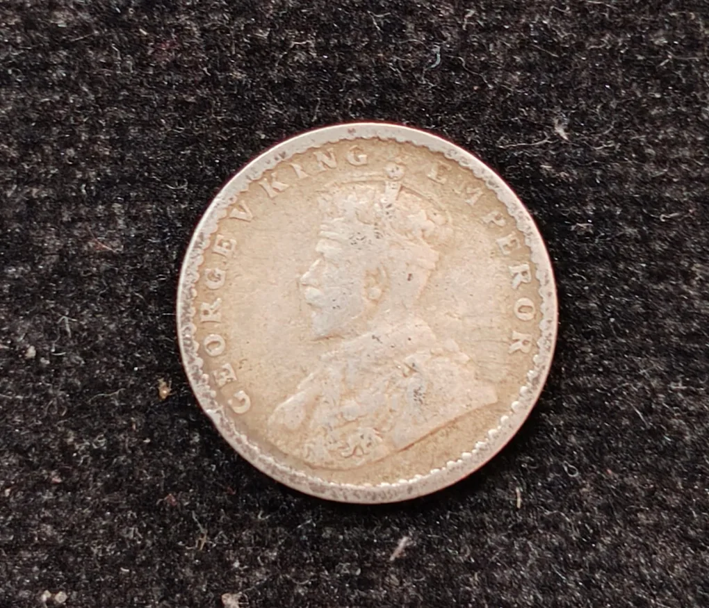 British-India 2 Annas 1916 (George V) Rare Silver Coin#AA-135