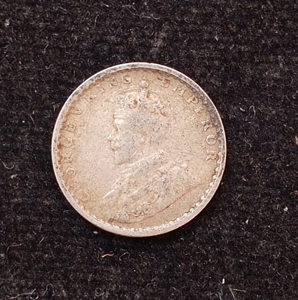 British-India 2 Annas 1916 (George V) Rare Silver Coin#AA-137