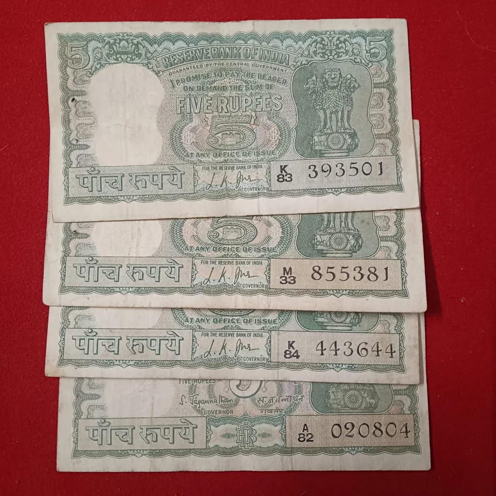 Five Rs Rare Diamond Issue Notes Governor LK Jha 9 Pcs Given B5