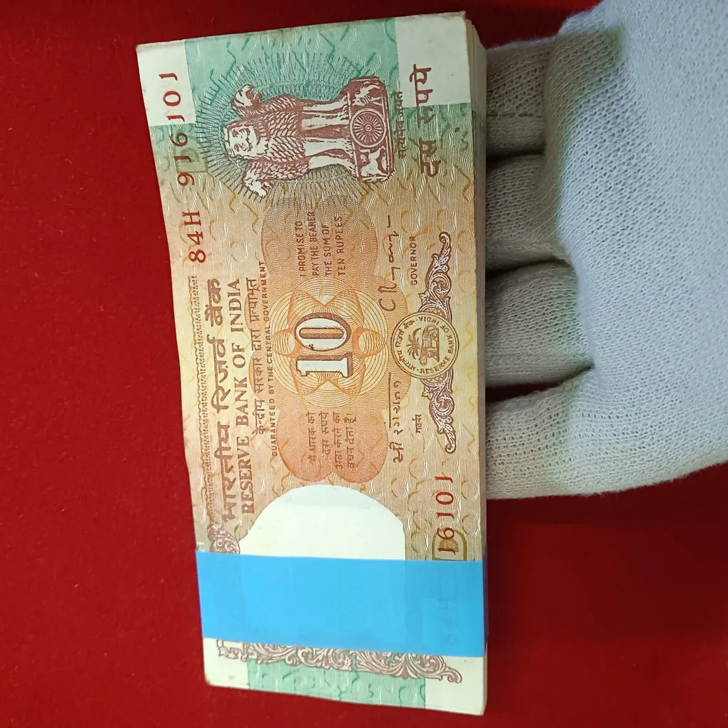 Ten Rs Rare Shalimar Issue Old Full Bundle Fancy 916 Governor C Rangarajan Unc Condition 916101
