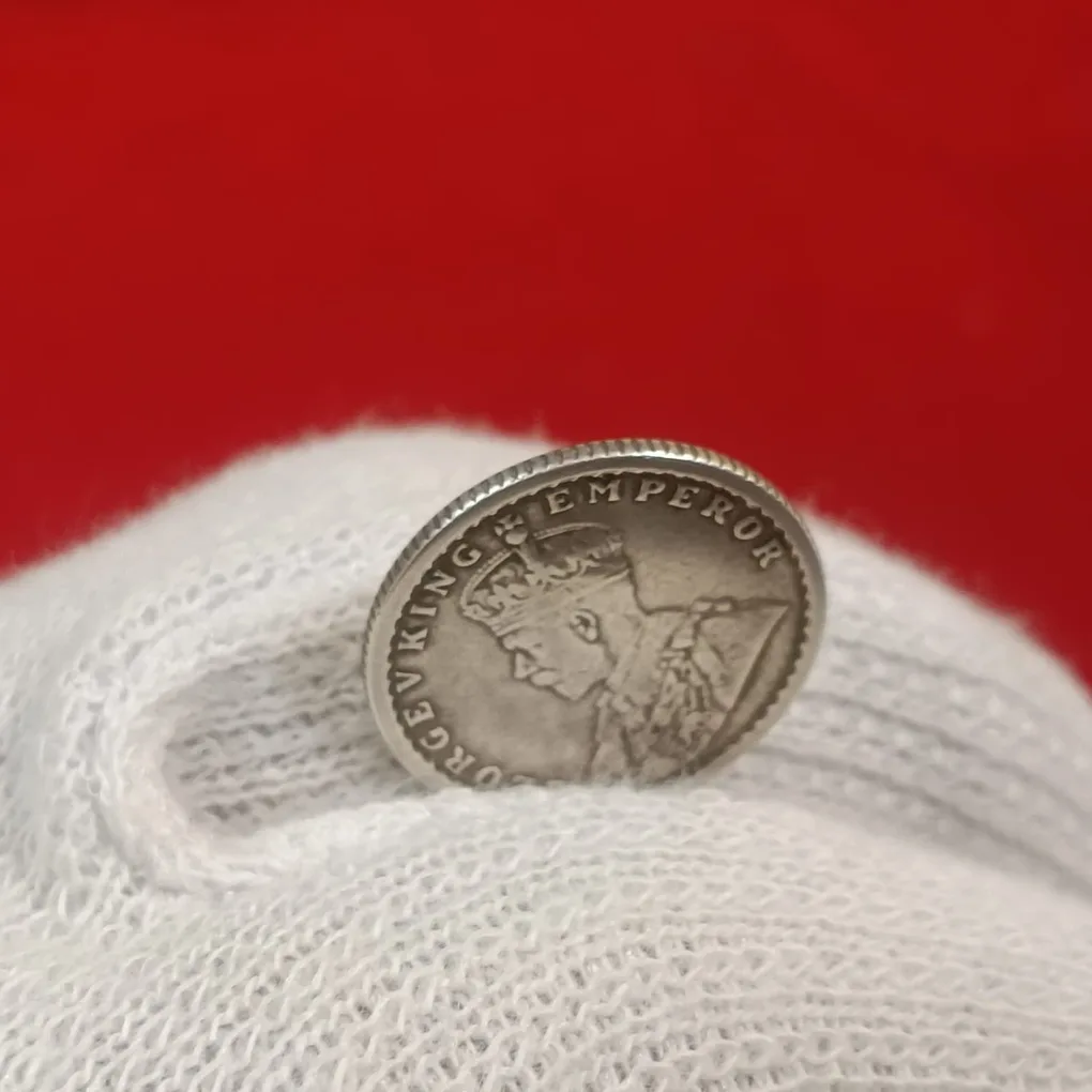 George V 1/4 Rupee Silver Coin 1926 Year Calcutta Mint British of India