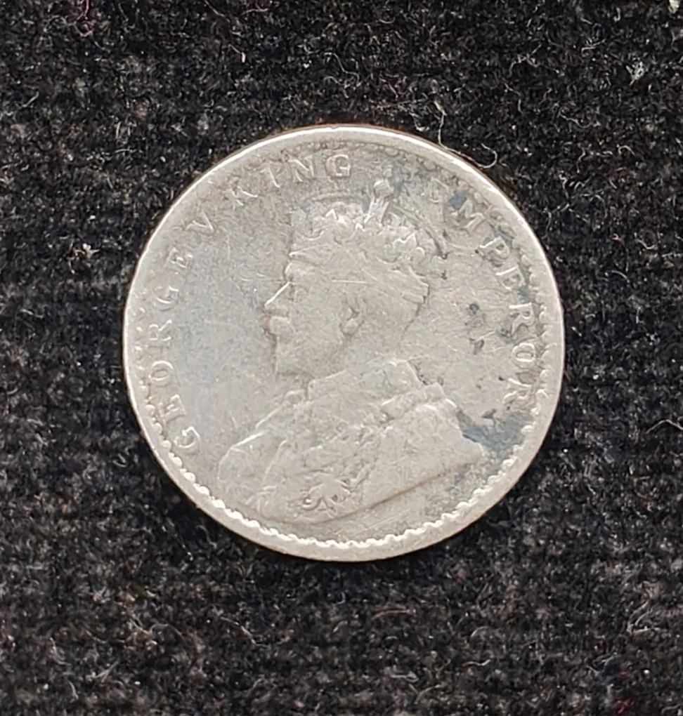 British-India 2 Annas 1913 (George V) Rare Silver Coin#AA-174
