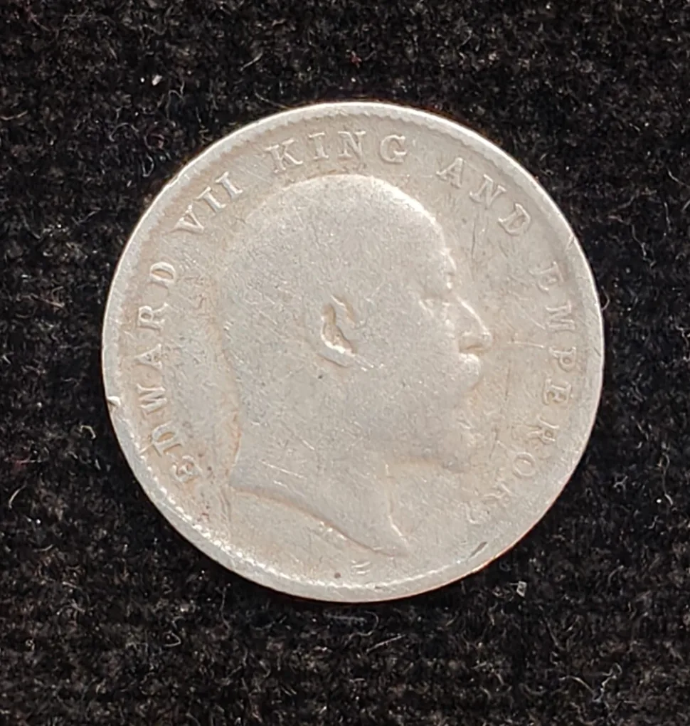 British-India 2 Annas 1905 (Edward VII) Rare Silver Coin#AA-178