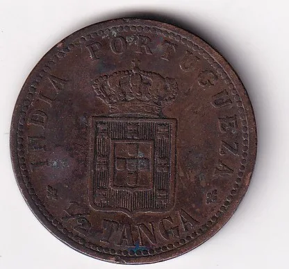 Portuguese India ½ Tanga - Charles I Rare Coin #X-5