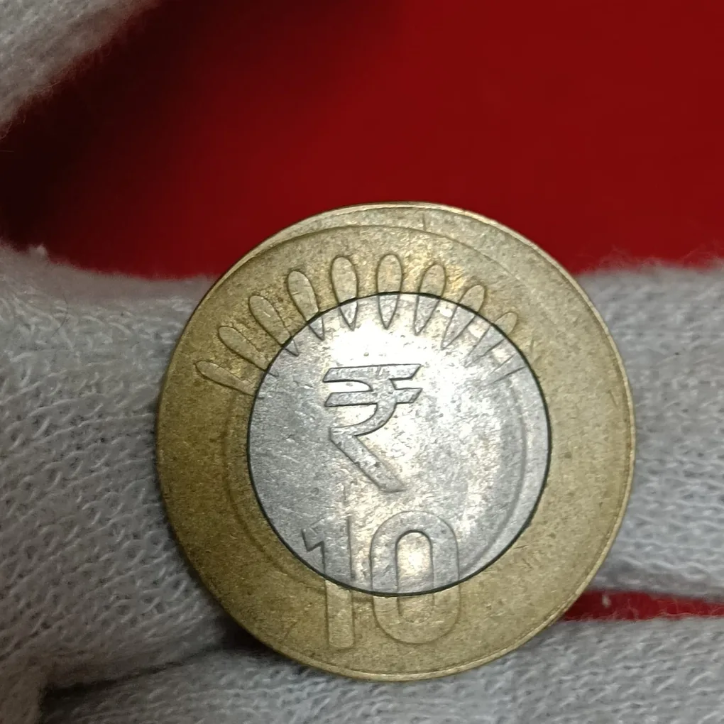 Ten Rs Ring Double Strike Shifted RBI Mistake Error Coin 2015 Year