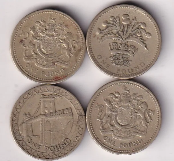 United Kingdom 4 Different One Pound Rare Commemorative Coin Set#X-24
